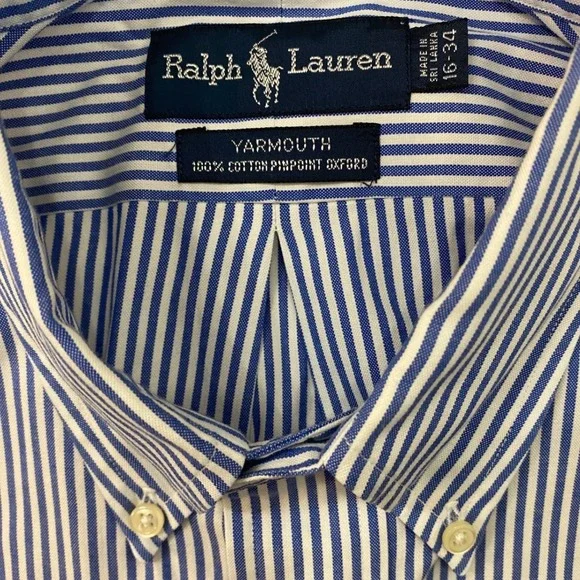Ralph Lauren Mens Classic Fit Striped Button Down Shirt Long Sleeve Polo Pony 16 - Picture 4 of 11